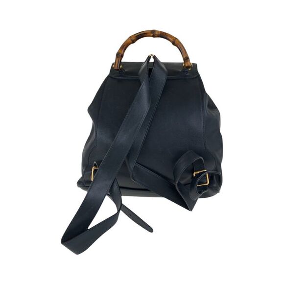 Pre Loved gucci Bamboo Leather Backpack Women black | black Backpacks - Picture 2 of 6